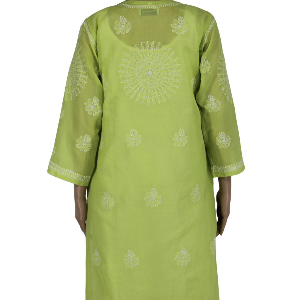 Hand Embroidered Cotton Chikan Kurti For Women