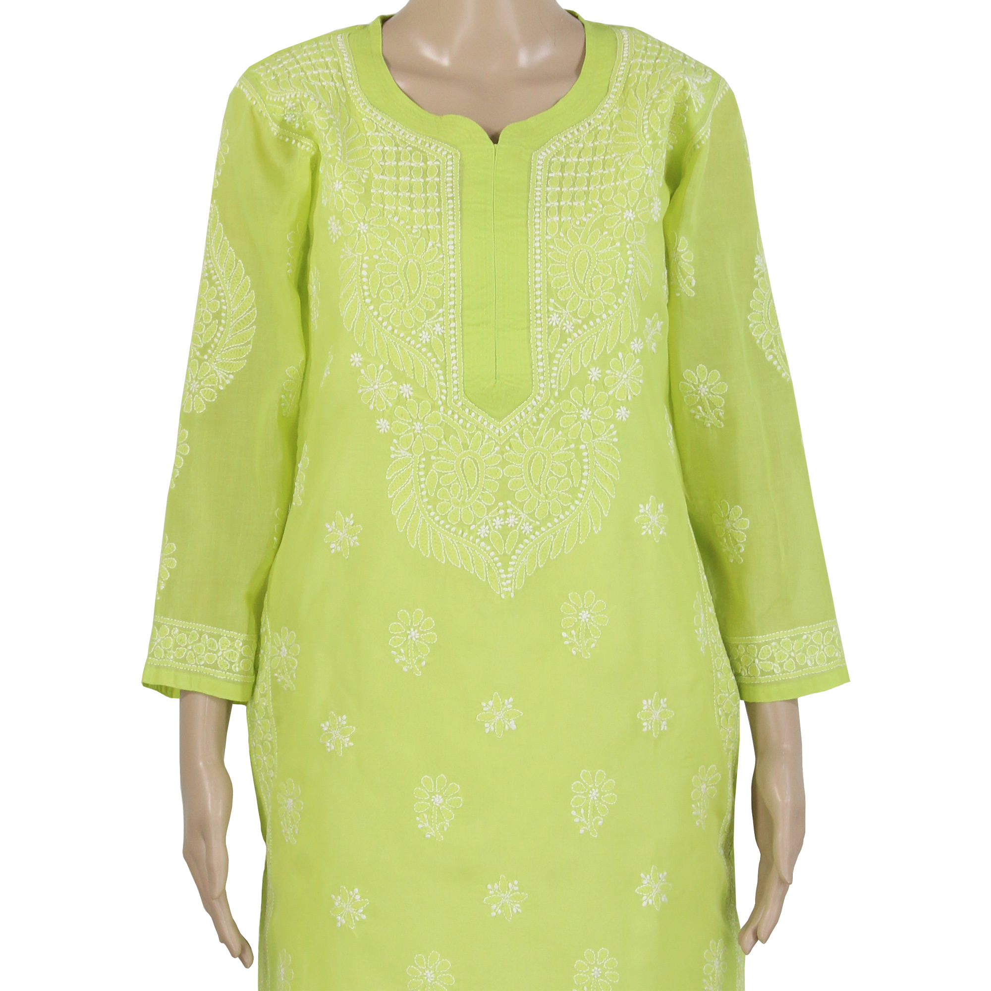 Trendy light green printed kurti in cotton - G3-WKU02610 | G3fashion.com