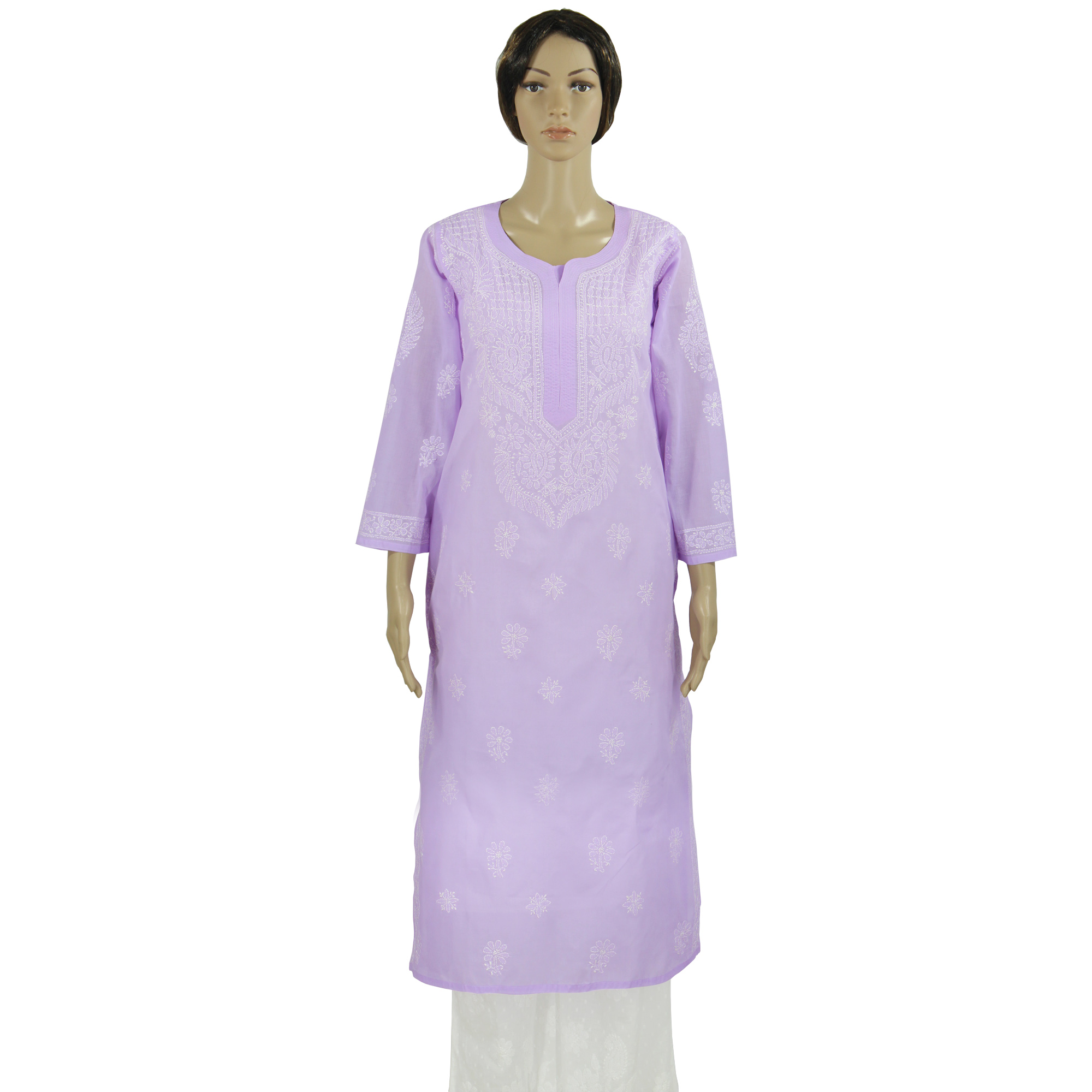 Ada Hand Embroidered Onion Pink Faux Georgette Lucknow Chikan Women Short  Kurti With Slip - A911147 - Ada - 3665035