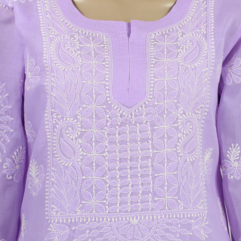 Purple Details about   Women Hand Embroidered Casual Fancy Cotton Chikan Kurti Kurta 